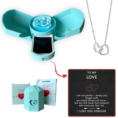 Coffret Rose Éternelle & Collier Cœur Personnalisé – Offre -50%