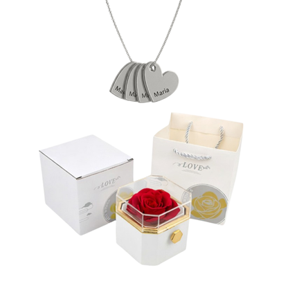 Caja Giratoria con Rosa Eterna & Collar Personalizado