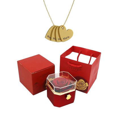 Caja Giratoria con Rosa Eterna & Collar Personalizado