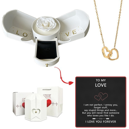Coffret Rose Éternelle & Collier Cœur Personnalisé – Offre -50%