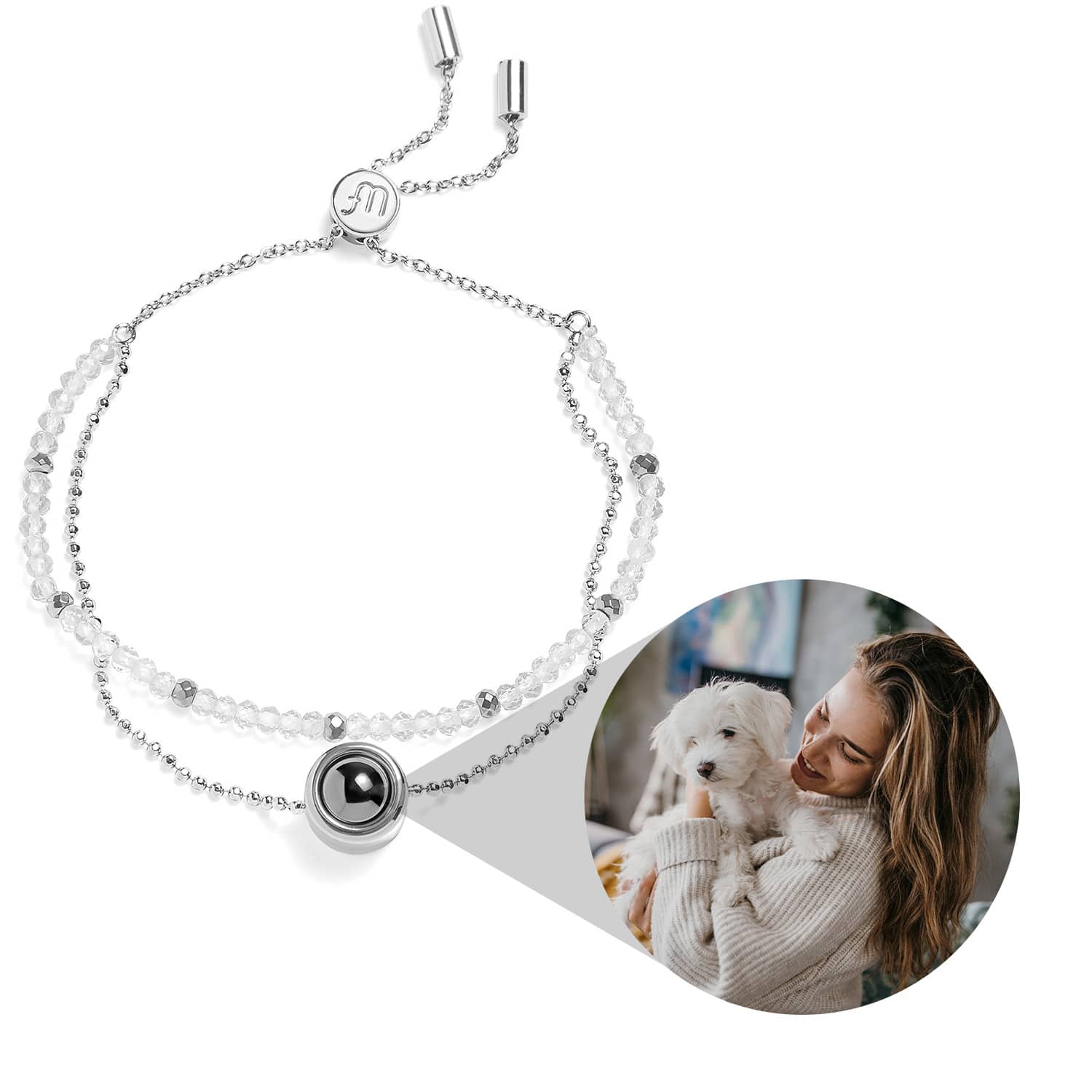 Pulsera Personalizada con Foto 2 en 1 – Amuleto de Crystal™