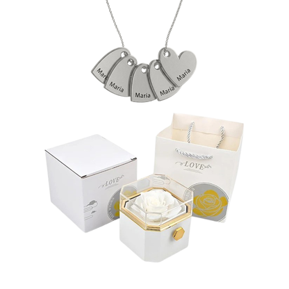 Caja Giratoria con Rosa Eterna & Collar Personalizado