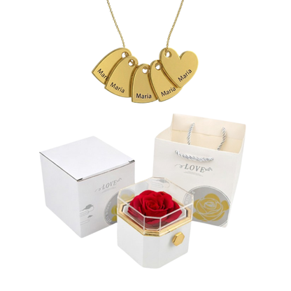 Caja Giratoria con Rosa Eterna & Collar Personalizado