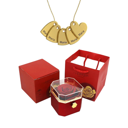 Caja Giratoria con Rosa Eterna & Collar Personalizado