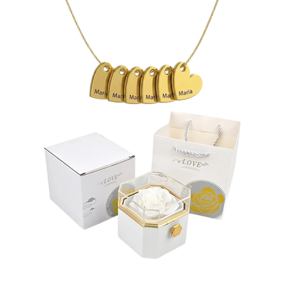 Caja Giratoria con Rosa Eterna & Collar Personalizado