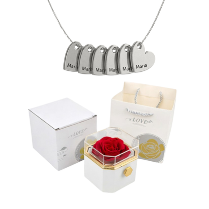 Caja Giratoria con Rosa Eterna & Collar Personalizado