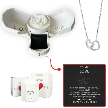 Coffret Rose Éternelle & Collier Cœur Personnalisé – Offre -50%