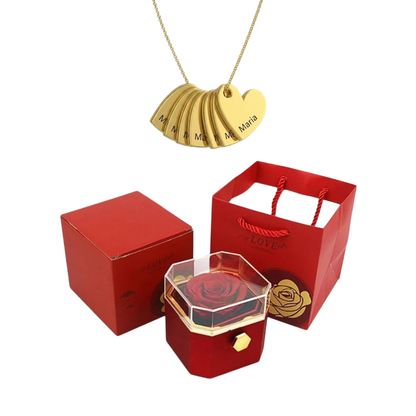 Caja Giratoria con Rosa Eterna & Collar Personalizado