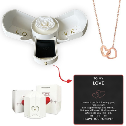 Coffret Rose Éternelle & Collier Cœur Personnalisé – Offre -50%