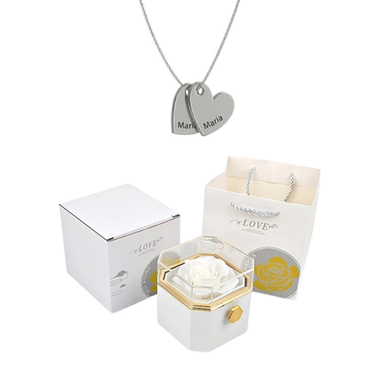 Caja Giratoria con Rosa Eterna & Collar Personalizado