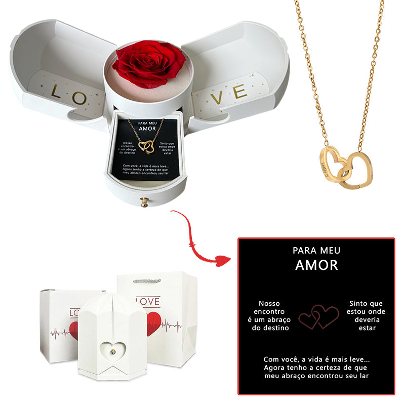 Caja con Rosa Eterna & Collar Corazón Personalizado