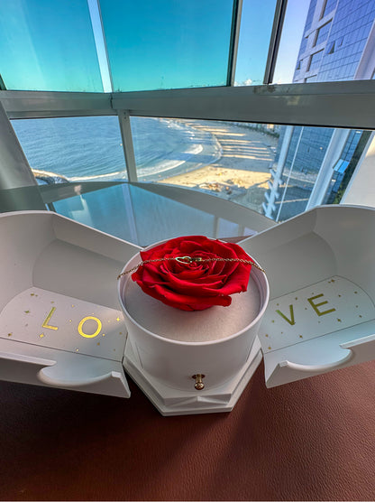 Coffret Rose Éternelle & Collier Cœur Personnalisé – Offre -50%