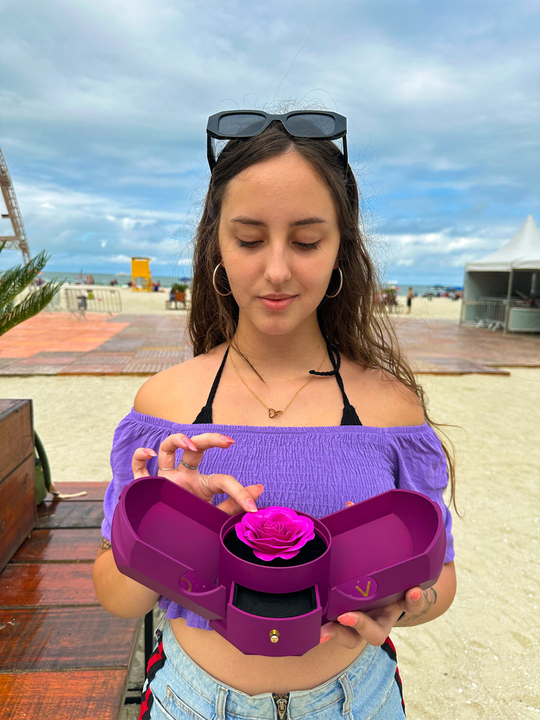 Coffret Rose Éternelle & Collier Cœur Personnalisé – Offre -50%