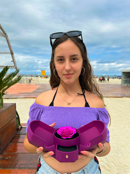 Coffret Rose Éternelle & Collier Cœur Personnalisé – Offre -50%